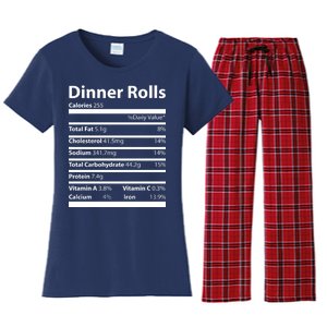 Dinner Rolls Nutritional Facts Funny Thanksgiving Women's Flannel Pajama Set