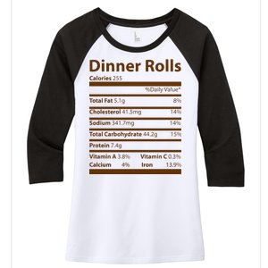 Dinner Rolls Nutritional Facts Funny Thanksgiving Women's Tri-Blend 3/4-Sleeve Raglan Shirt