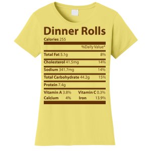 Dinner Rolls Nutritional Facts Funny Thanksgiving Women's T-Shirt