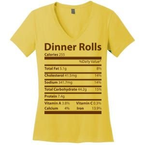 Dinner Rolls Nutritional Facts Funny Thanksgiving Women's V-Neck T-Shirt