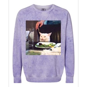 Dinner Table Cat Meme Funny Internet Yelling Colorblast Crewneck Sweatshirt