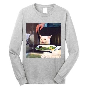 Dinner Table Cat Meme Funny Internet Yelling Long Sleeve Shirt