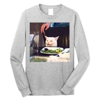 Dinner Table Cat Meme Funny Internet Yelling Long Sleeve Shirt