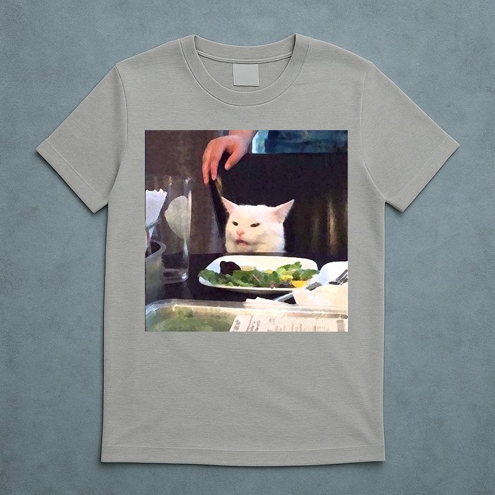 Dinner Table Cat Meme Funny Internet Yelling T-Shirt