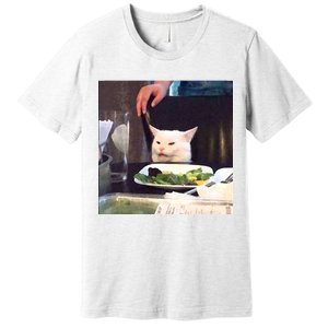 Dinner Table Cat Meme Funny Internet Yelling Premium T-Shirt