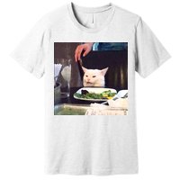 Dinner Table Cat Meme Funny Internet Yelling Premium T-Shirt