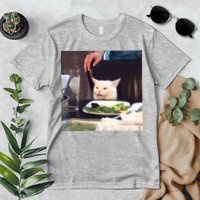 Dinner Table Cat Meme Funny Internet Yelling Premium T-Shirt