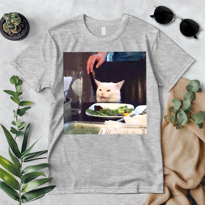 Dinner Table Cat Meme Funny Internet Yelling Premium T-Shirt
