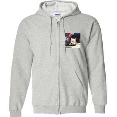 Dinner Table Cat Meme Funny Internet Yelling Full Zip Hoodie
