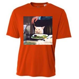 Dinner Table Cat Meme Funny Internet Yelling Cooling Performance Crew T-Shirt