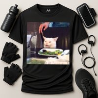 Dinner Table Cat Meme Funny Internet Yelling Performance Shirt