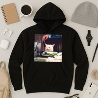 Dinner Table Cat Meme Funny Internet Yelling Hoodie