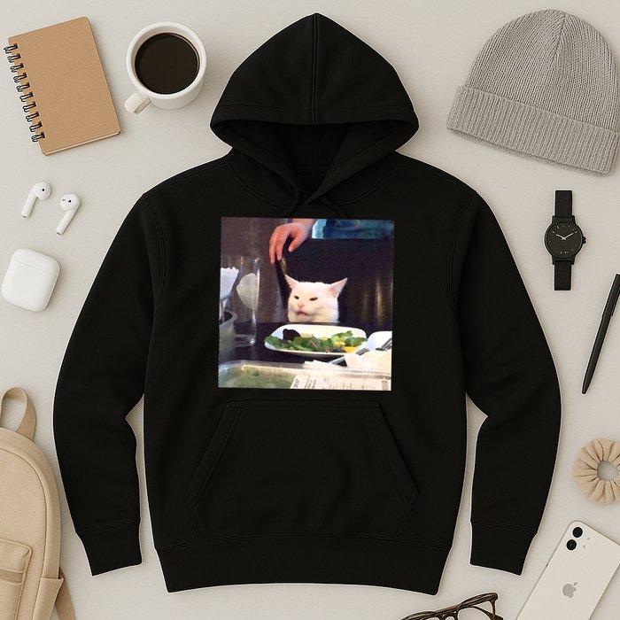 Dinner Table Cat Meme Funny Internet Yelling Hoodie