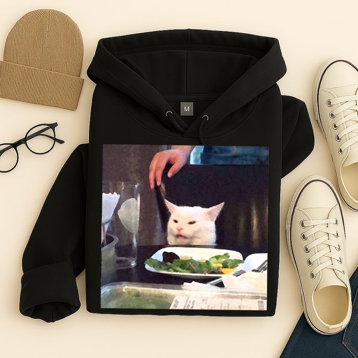 Dinner Table Cat Meme Funny Internet Yelling Hoodie