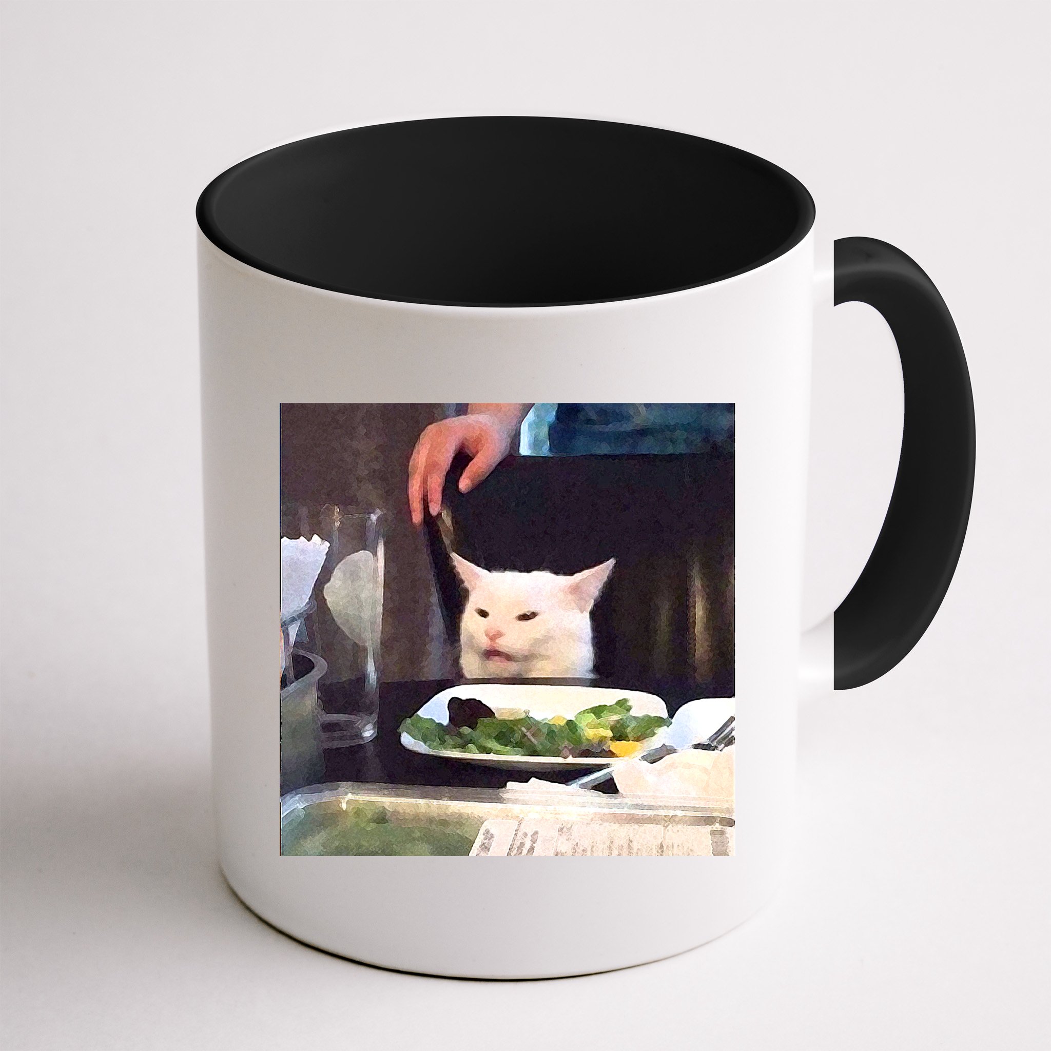 Dinner Table Cat Meme Funny Internet Yelling Mug