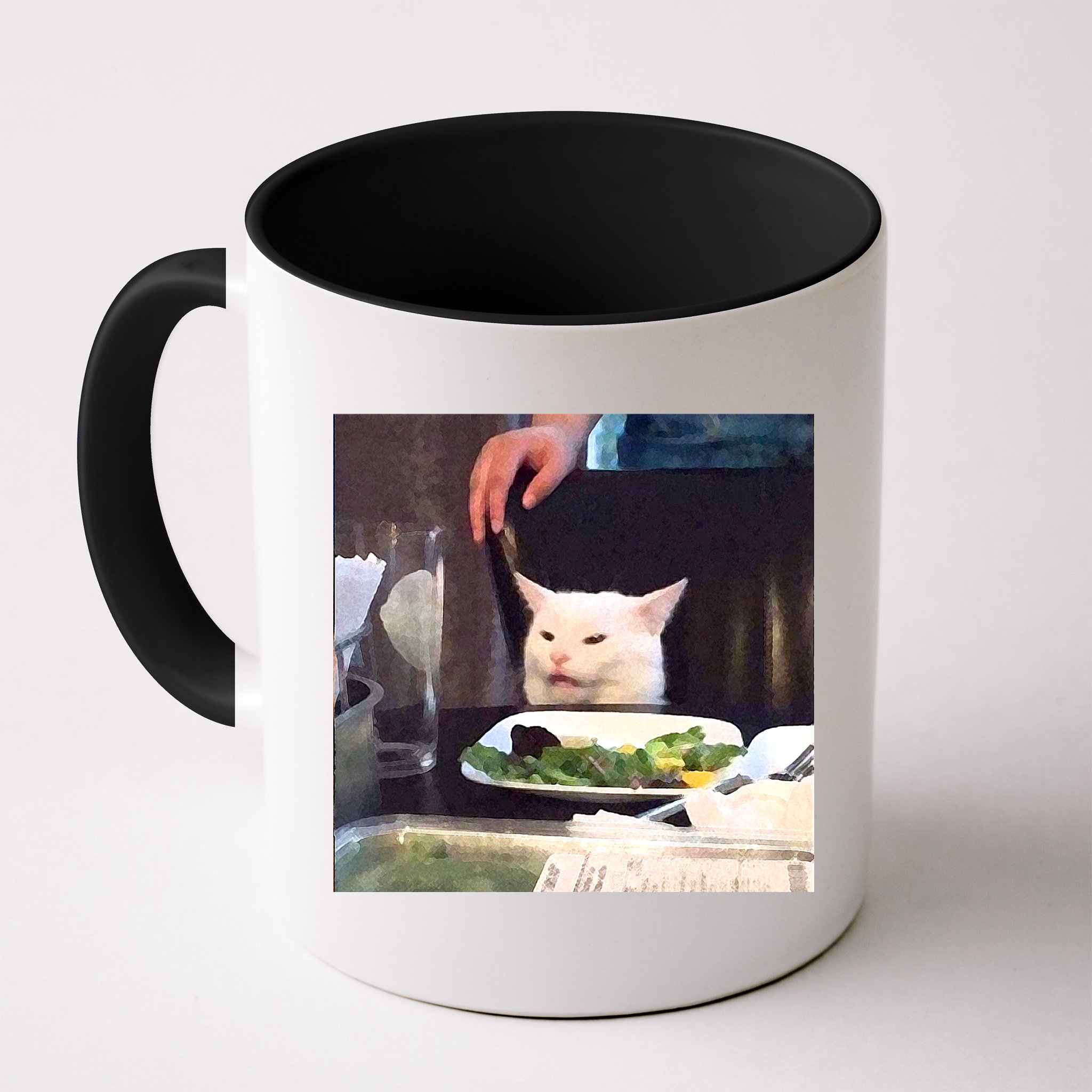 Dinner Table Cat Meme Funny Internet Yelling Mug