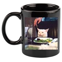 Dinner Table Cat Meme Funny Internet Yelling 11oz C Handle Ceramic Mug