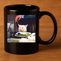 Dinner Table Cat Meme Funny Internet Yelling 11oz C Handle Ceramic Mug