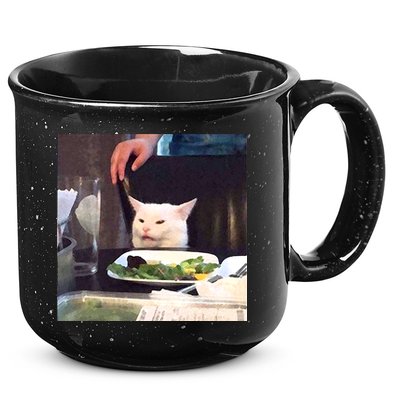 Dinner Table Cat Meme Funny Internet Yelling 15oz Campfire Ceramic Mug