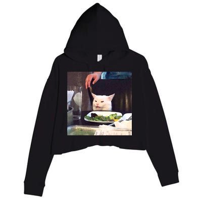 Dinner Table Cat Meme Funny Internet Yelling Crop Fleece Hoodie