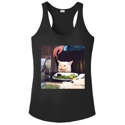 Dinner Table Cat Meme Funny Internet Yelling Ladies PosiCharge Competitor Racerback Tank