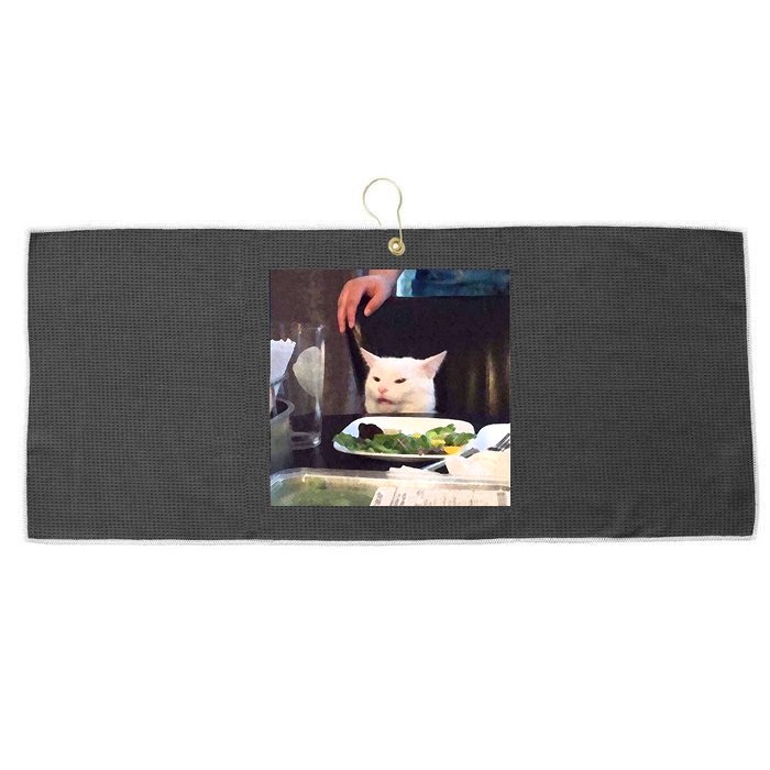 Dinner Table Cat Meme Funny Internet Yelling Large Microfiber Waffle Golf Towel