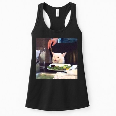 Dinner Table Cat Meme Funny Internet Yelling Womens Tank Top