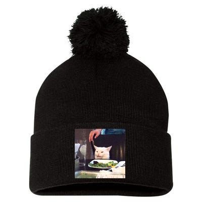 Dinner Table Cat Meme Funny Internet Yelling Pom Pom 12in Knit Beanie