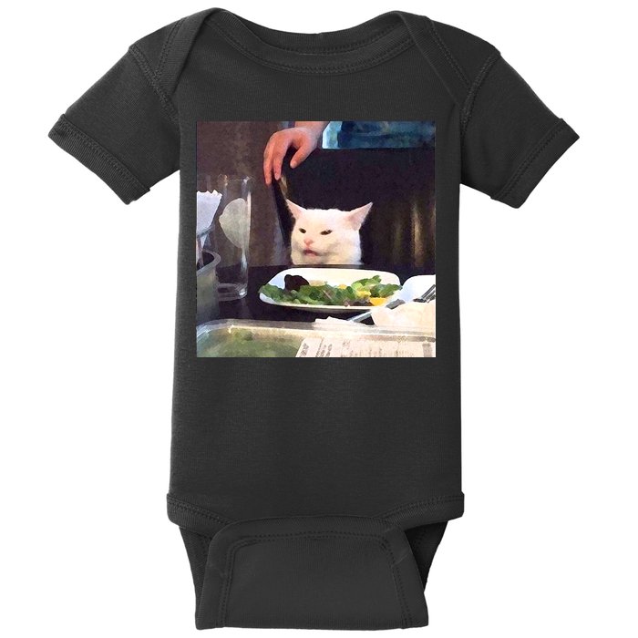Dinner Table Cat Meme Funny Internet Yelling Baby Bodysuit