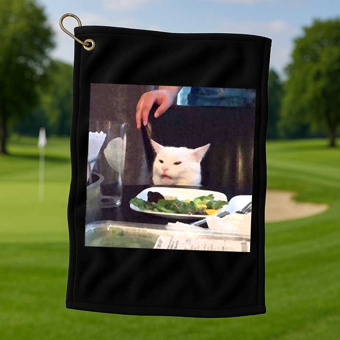 Dinner Table Cat Meme Funny Internet Yelling Golf Towel
