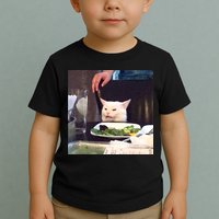 Dinner Table Cat Meme Funny Internet Yelling Toddler T-Shirt