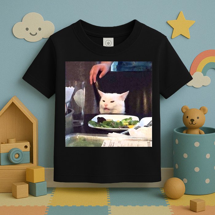 Dinner Table Cat Meme Funny Internet Yelling Toddler T-Shirt