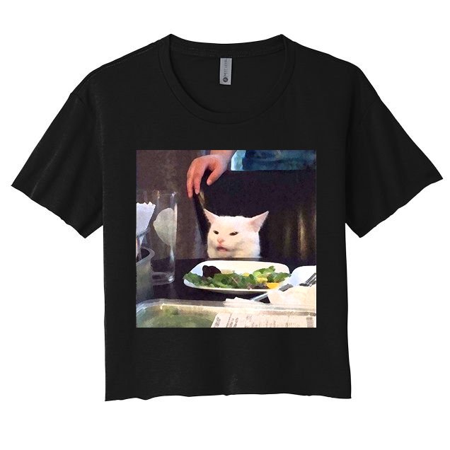 Dinner Table Cat Meme Funny Internet Yelling Crop Top