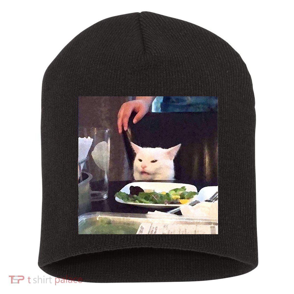 Dinner Table Cat Meme Funny Internet Yelling Short Acrylic Beanie