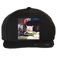 Dinner Table Cat Meme Funny Internet Yelling Wool Snapback Cap