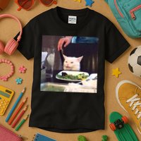 Dinner Table Cat Meme Funny Internet Yelling Kids T-Shirt