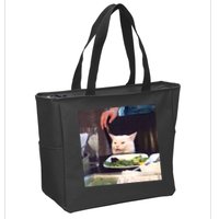 Dinner Table Cat Meme Funny Internet Yelling Zip Tote Bag
