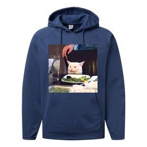 Dinner Table Cat Meme Funny Internet Yelling Performance Fleece Hoodie