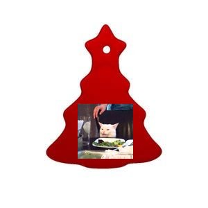 Dinner Table Cat Meme Funny Internet Yelling Ceramic Tree Ornament