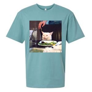 Dinner Table Cat Meme Funny Internet Yelling Sueded Cloud Jersey T-Shirt