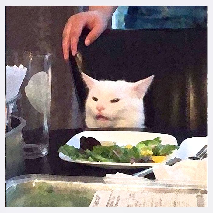 Dinner Table Cat Meme Funny Internet Yelling Garment-Dyed Sweatshirt