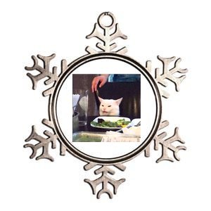 Dinner Table Cat Meme Funny Internet Yelling Metallic Star Ornament