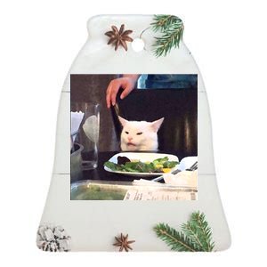 Dinner Table Cat Meme Funny Internet Yelling Ceramic Bell Ornament