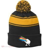 Dino Beam Stripe Pom Pom Beanie