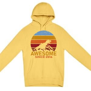 Dinosaur 6th Birthday Gift Awesome Since 2016 Premium Pullover Hoodie