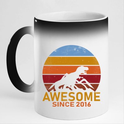 Dinosaur 6th Birthday Gift Awesome Since 2016 11oz Black Color Changing Mug