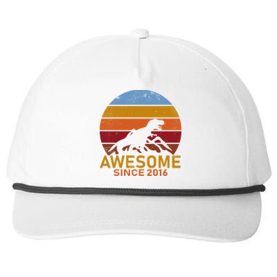 Dinosaur 6th Birthday Gift Awesome Since 2016 Snapback Five-Panel Rope Hat