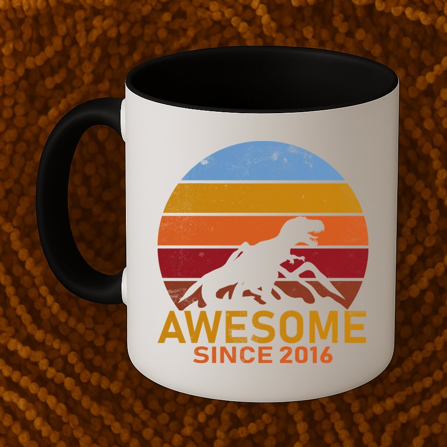 Dinosaur 6th Birthday Gift Awesome Since 2016 Mug