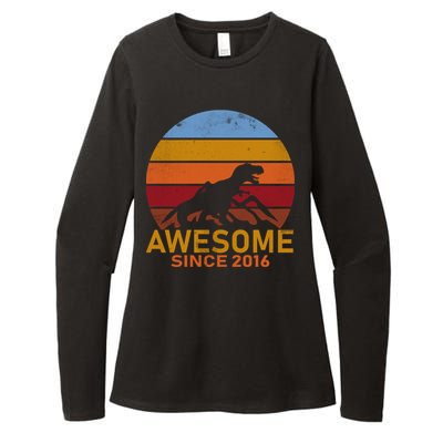 Dinosaur 6th Birthday Gift Awesome Since 2016 Womens CVC Long Sleeve Shirt