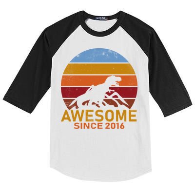 Dinosaur 6th Birthday Gift Awesome Since 2016 Kids Colorblock Raglan Jersey